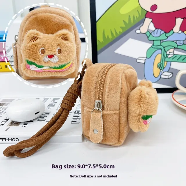 Kappabala Plush Coin Purse Children's Cute Schoolbag Pendant Storage Bag Color Hamburger - Shop at LoveMi