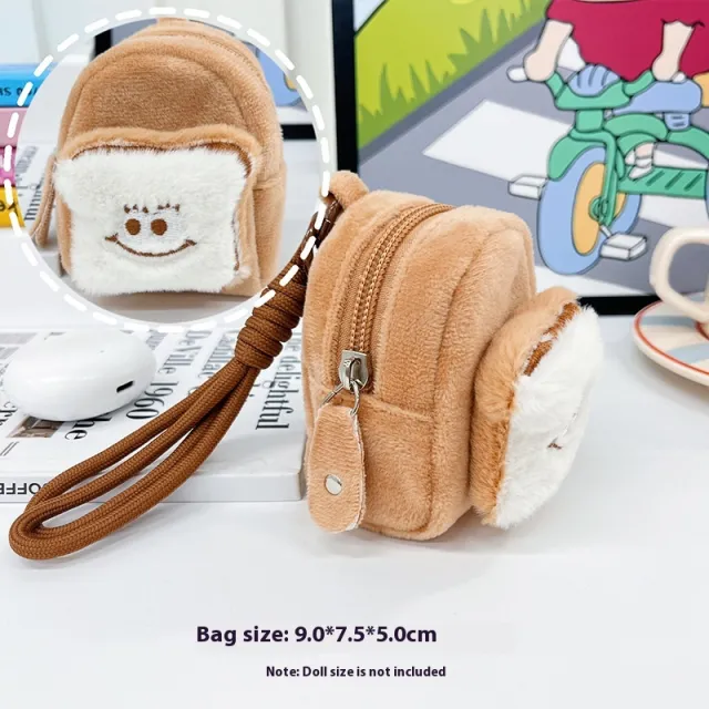 Kappabala Plush Coin Purse Children's Cute Schoolbag Pendant Storage Bag Toast Brown - Shop at LoveMi