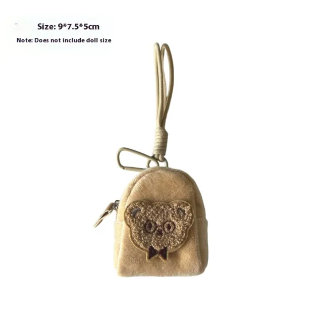 Kappabala Plush Coin Purse Children's Cute Schoolbag Pendant Storage Bag Apple Bear Brown - Shop at LoveMi