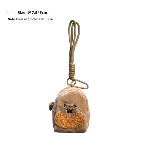 Kappabala Plush Coin Purse Children's Cute Schoolbag Pendant Storage Bag Capabala C Style Brown - Shop at LoveMi