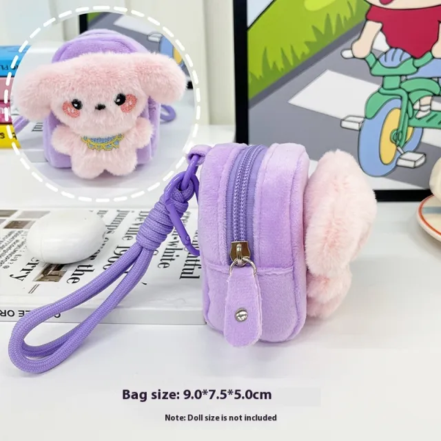Kappabala Plush Coin Purse Children's Cute Schoolbag Pendant Storage Bag Hat Small Leather Purple - Shop at LoveMi