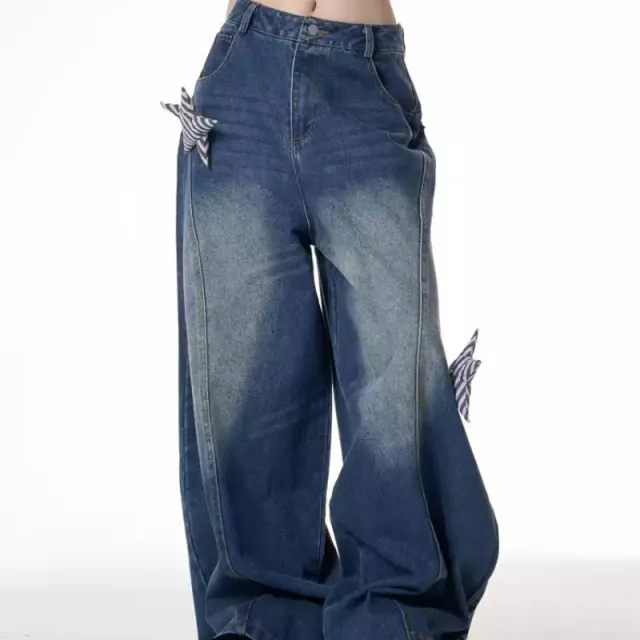 Retro Washed Worn Jeans Female Profile Mop Matchet Pants Denim Blue - Shop at LoveMi
