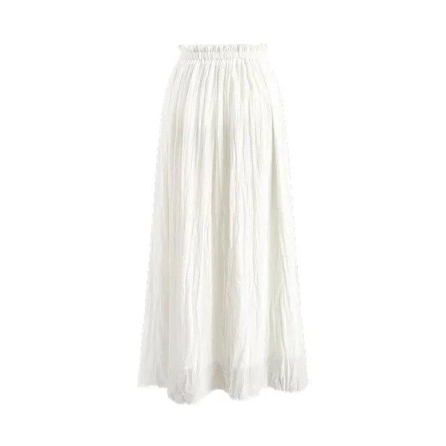 Elastic Waist A Line Dress White Pleated Casual Skirt White - Shop at LoveMi