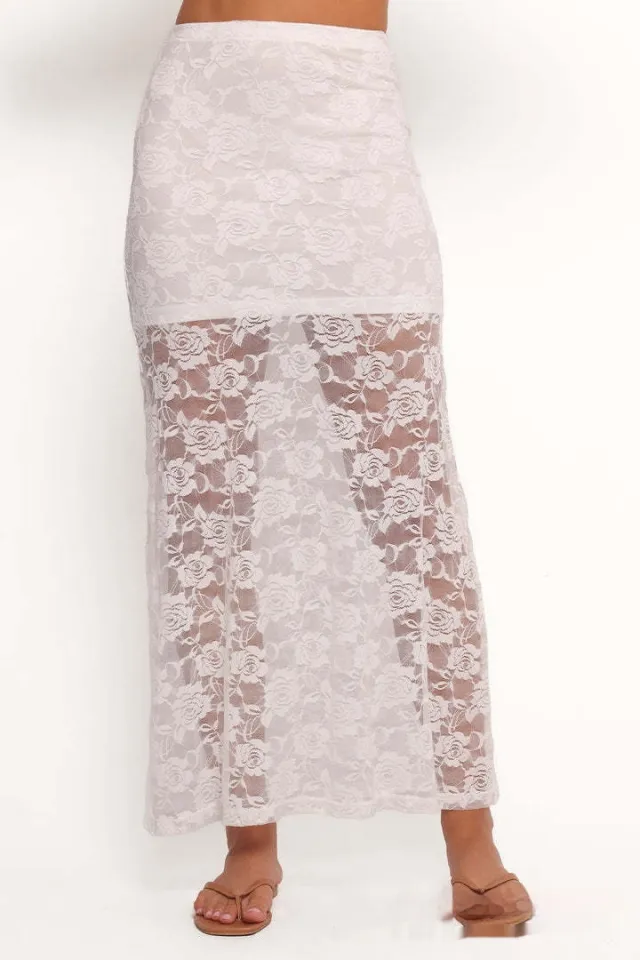 Sexy Hollow Out Lace Skirt Women's Elegant A Line White - Shop at LoveMi