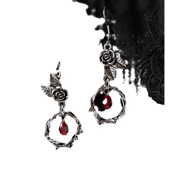 Gothic Thorn Rose Long Earrings for Women