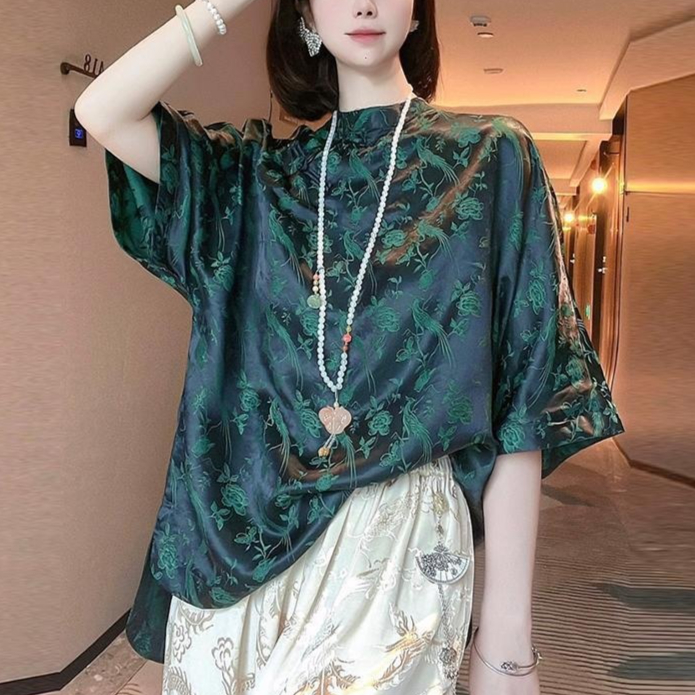 High-grade New Chinese Style Buckle Rayon Top