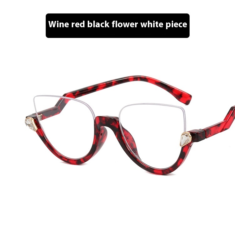 Women’s Half Frame Diamond Retro Optical Glasses