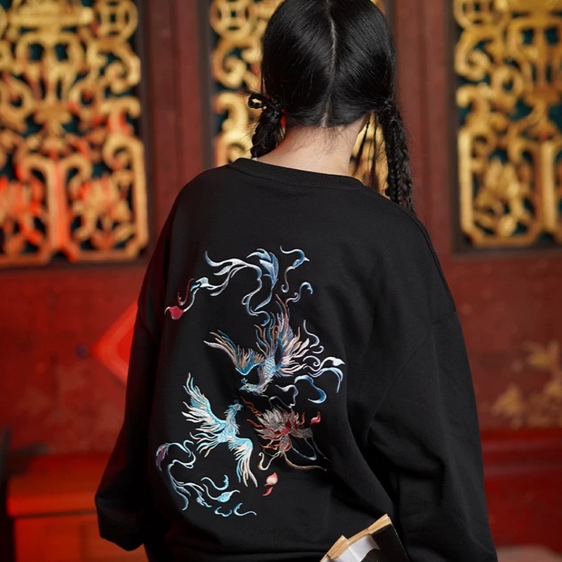 秋冬卫衣男加绒外套国潮刺绣上衣修身潮牌青少年圆领卫衣批发代发