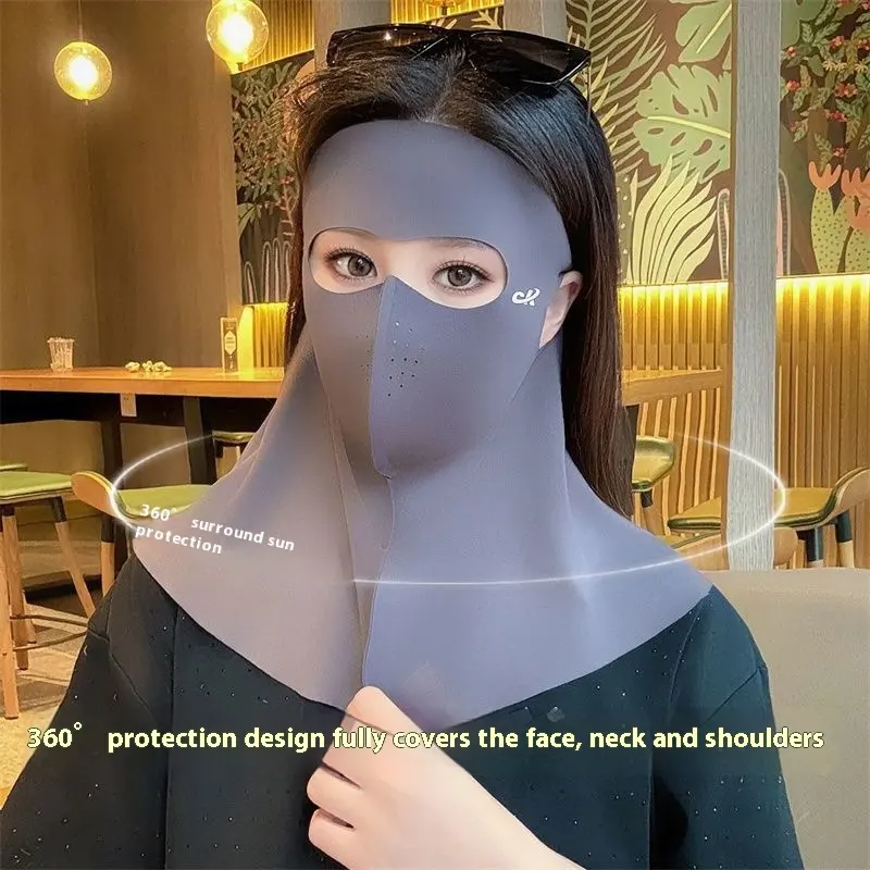 Summer Ice Silk Full Face Seamless Neck and Forehead