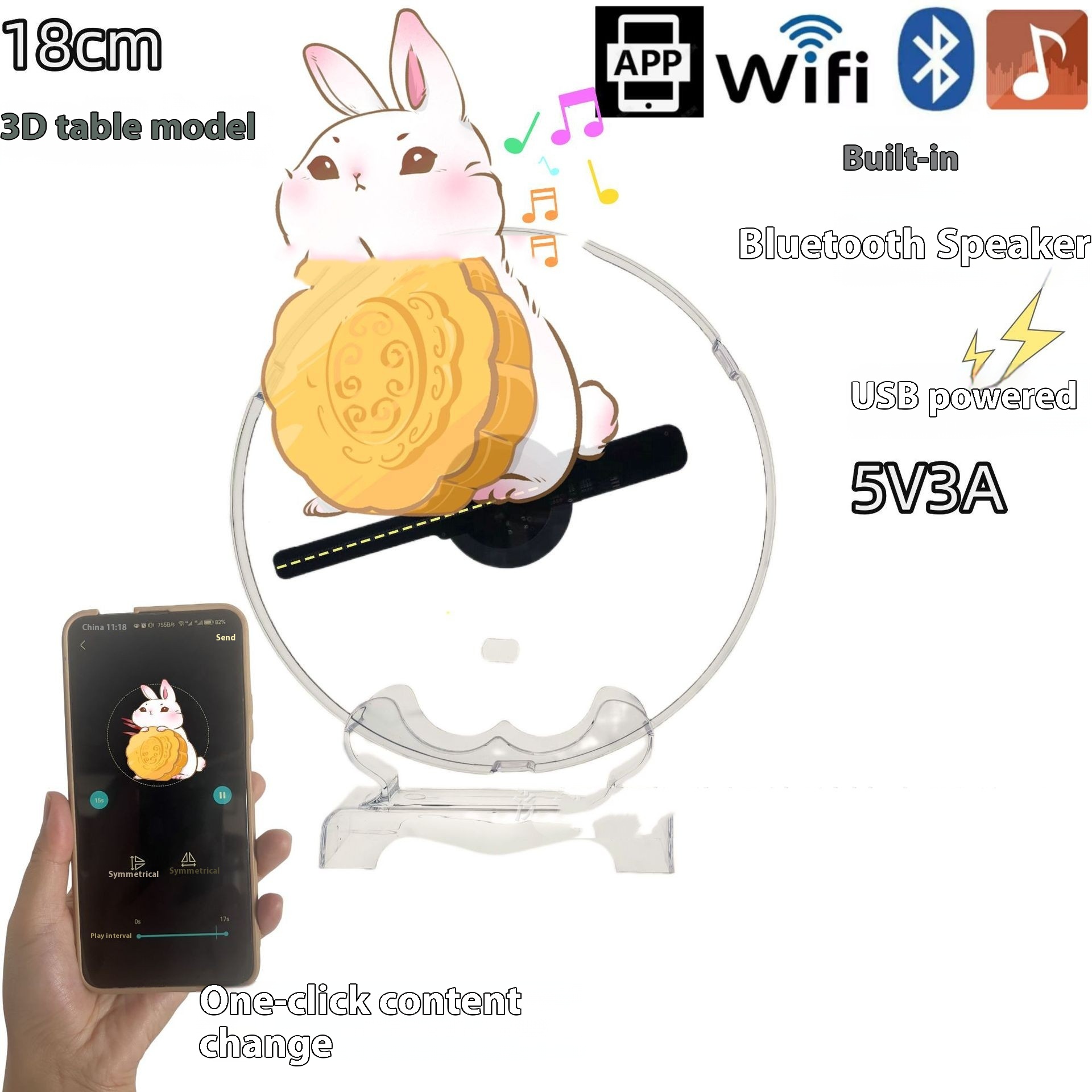 3D HD Holographic Fan 18cm Transmission Advertising
