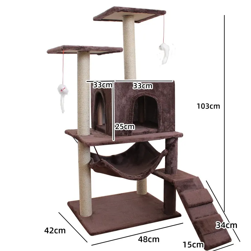 Cat Climbing Frame Scratching Post Sword Tree Toy — Brown