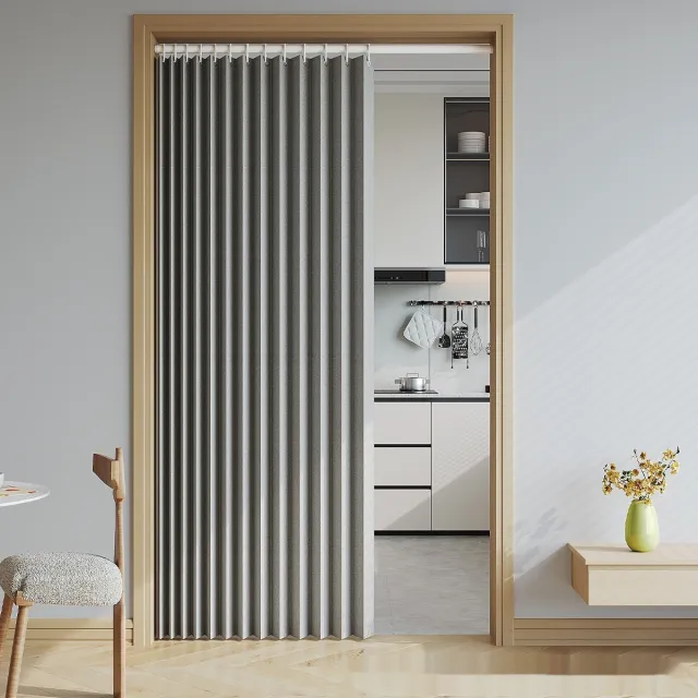 Household Solid Color Folding Partition Door Curtain Gray - Shop at LoveMi