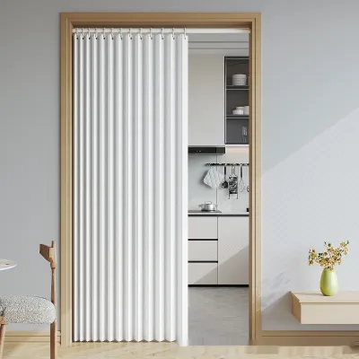 Household Solid Color Folding Partition Door Curtain