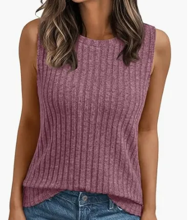 Women's Vest Sleeveless Waistband Shirt - Pink