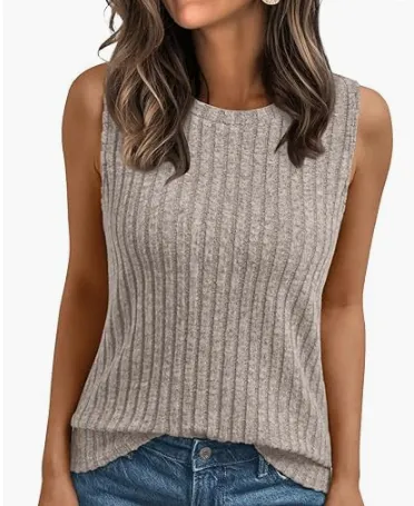 Women's Vest Sleeveless Waistband Shirt Coffee - Shop at LoveMi