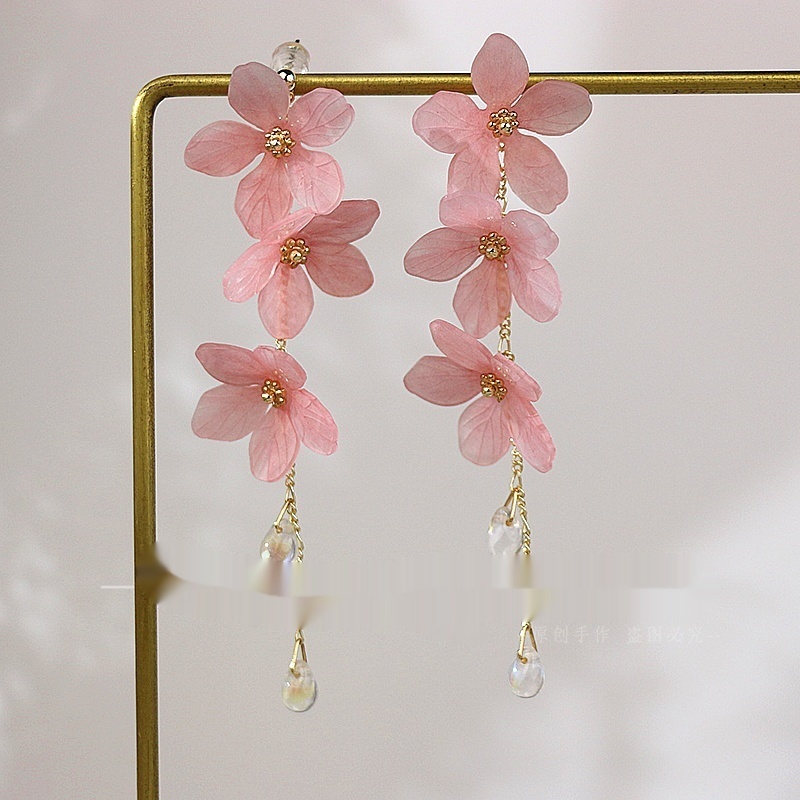 Original Handmade Heat Shrinkable Sheet Flower Earrings