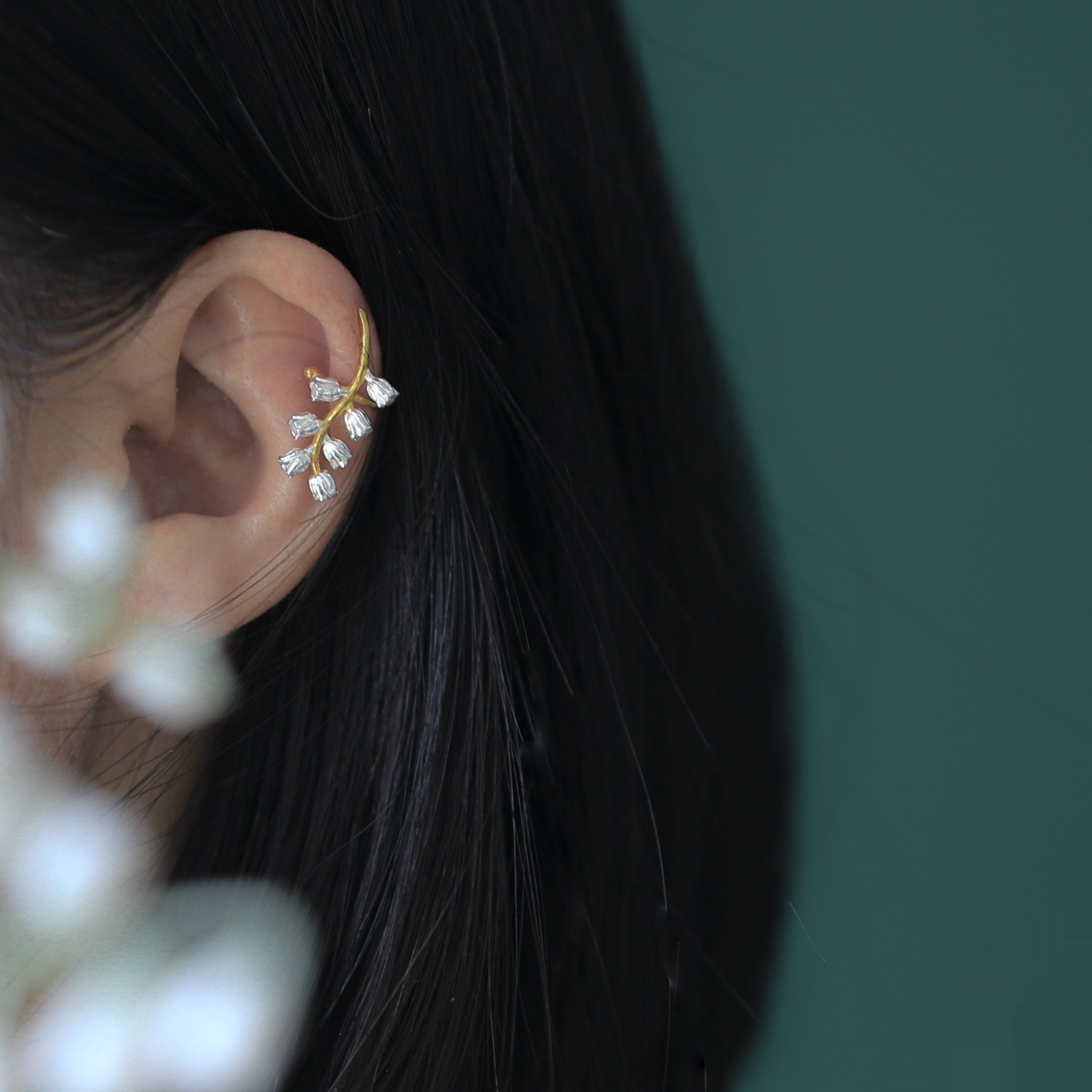 Entire Sterling Silver Plant Flower Earrings