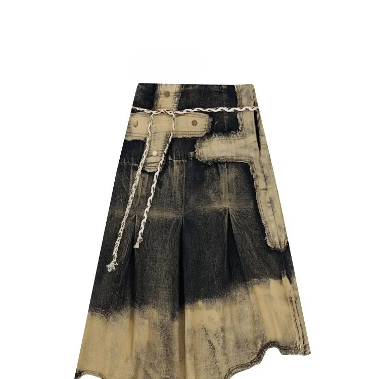 Heavy Industry Distressed Raw Edge Denim Skirt - Picture Colour-L