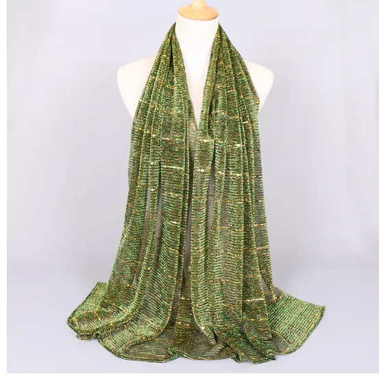 Spring And Summer Women's Bag Scarf Thin Breathable Solid Color Crumpled Panel Pressing Polyester Scarf Green - Shop at LoveMi