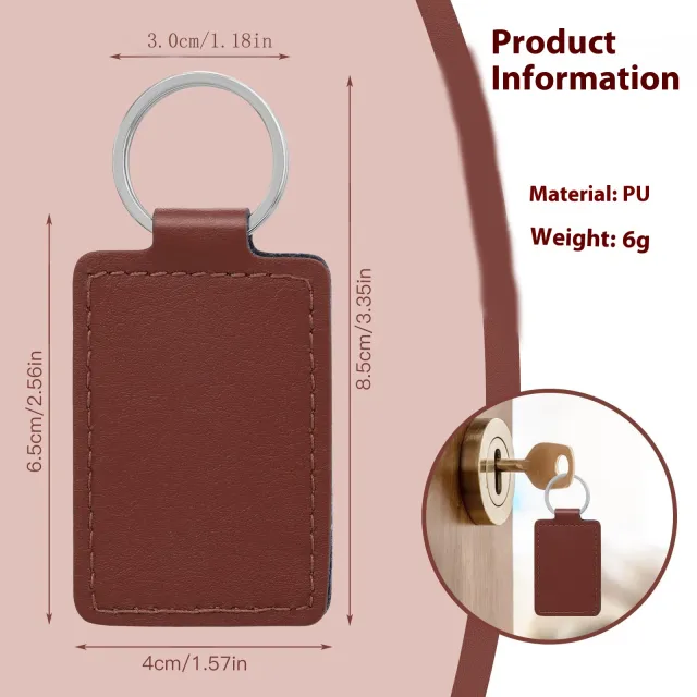 Printing Of PU Leather Keychain Pendant Brown - Shop at LoveMi