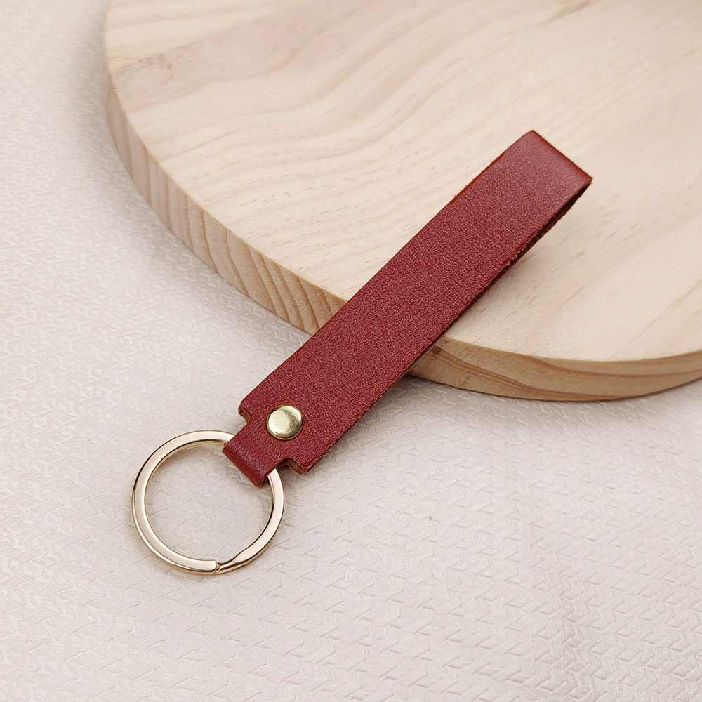 Versatile Solid Color Leather Keychain