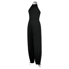 Women's Halter Beauty Back Fitness Jumpsuit - Black - View 1
