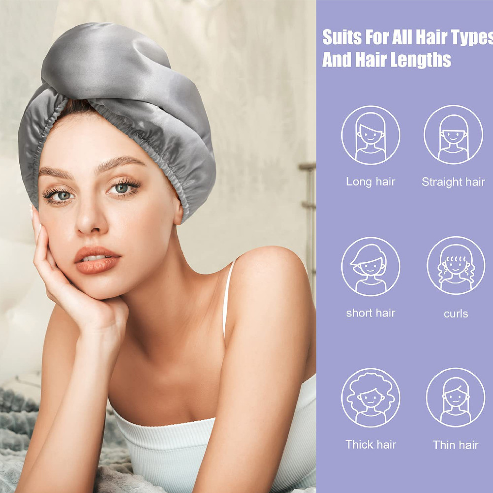 Fashion Double Satin Hair-drying Cap Women