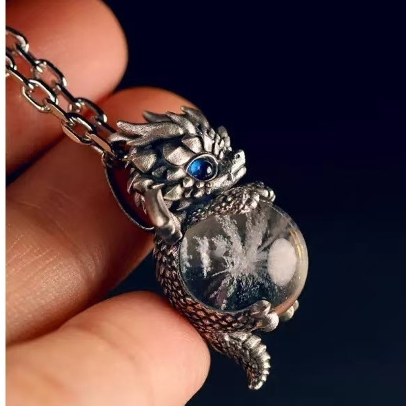 Dragon brings spiritual rain and ink realm pendant, owl necklace