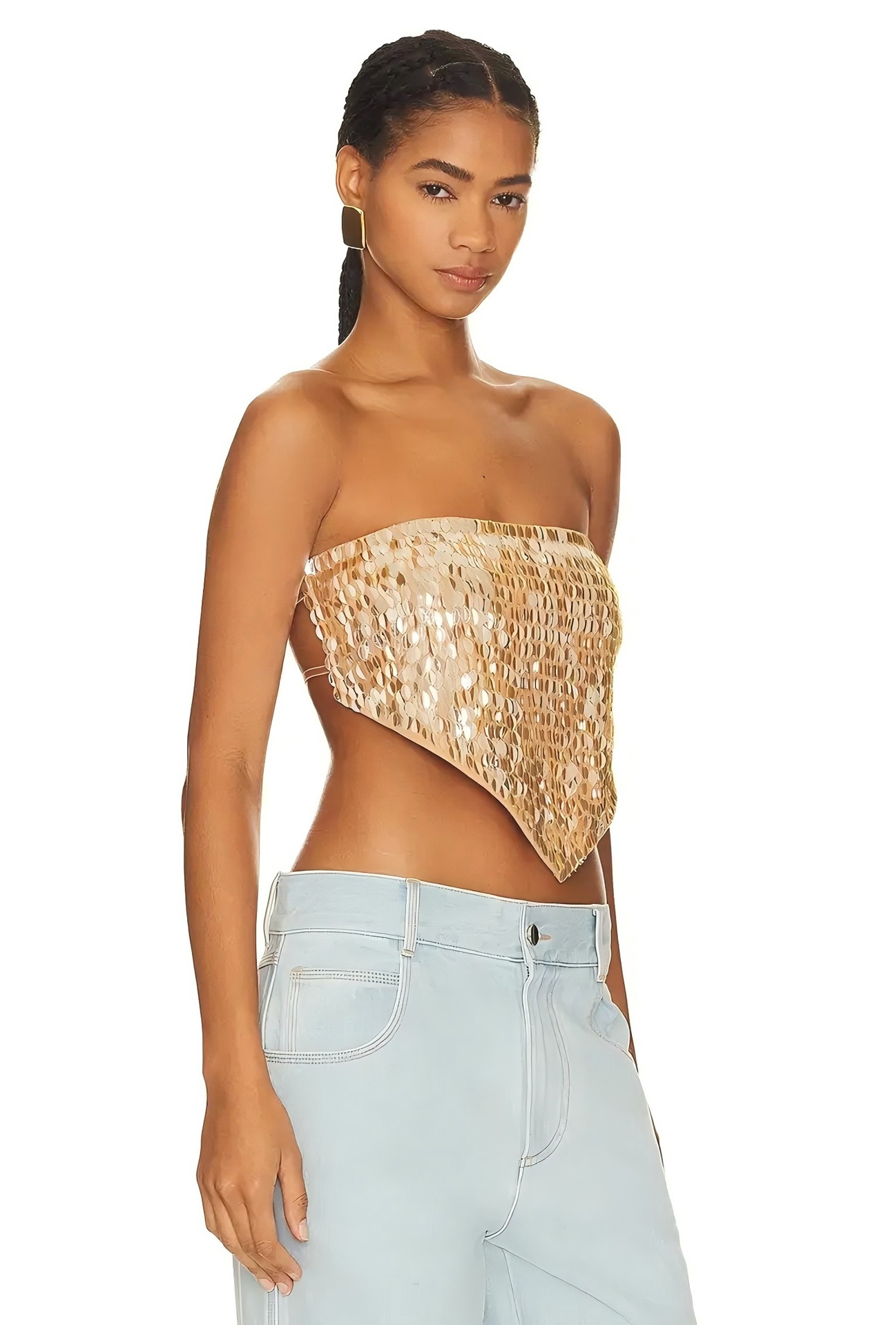 Sexy Sequined Top Sequin Embroidery Tube Top Lace-up