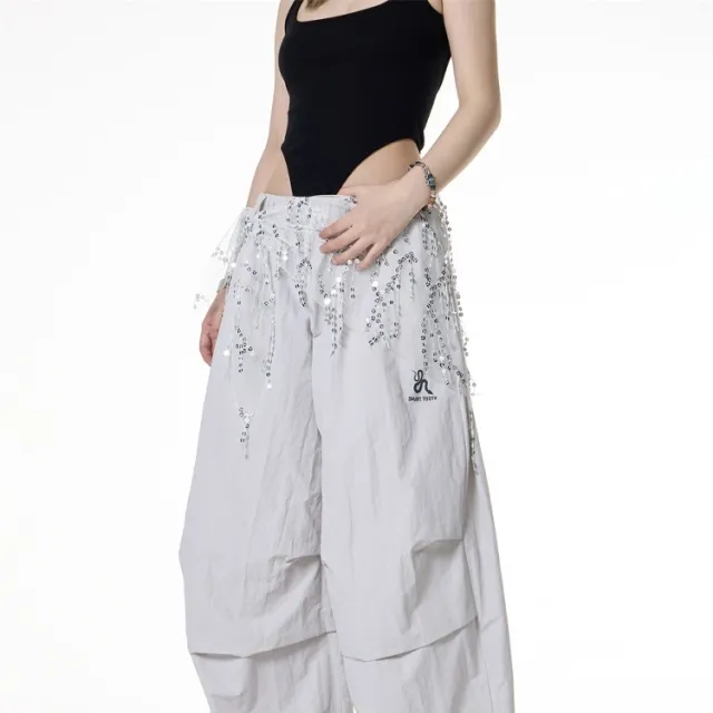 American Retro Fashion Brand Loose Cargo Pants Light Gray - Shop at LoveMi