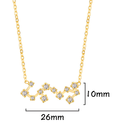 A Stainless Steel Necklace With Diamond-encrusted Pendant For The Twelve Zodiac Signs