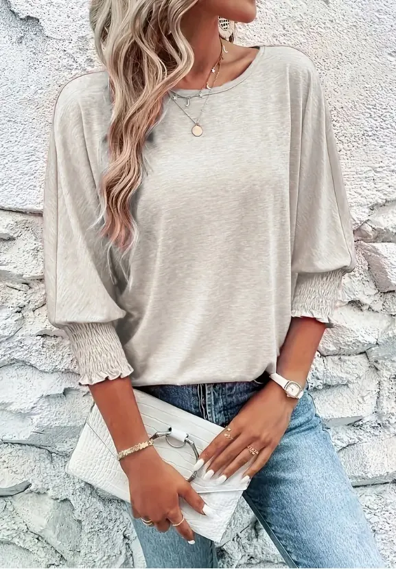 Elegant Women's Lavender Mid Sleeve T-shirt - 3 Style