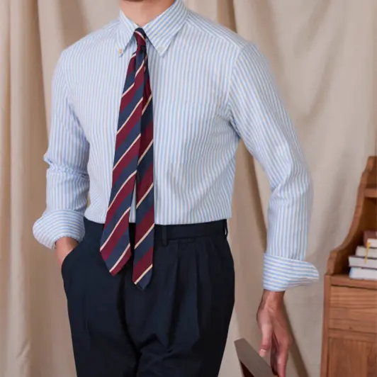 Cotton Slim-fit Striped Long-sleeved Shirt Breathable Casual Business Shirt