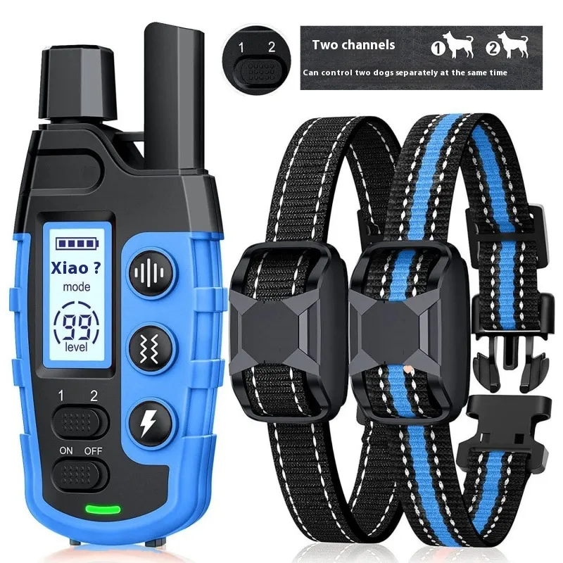 Color Screen Dog Trainer Super Long Remote Control Waterproof Dual Power Display Electric Shock Collar - 1000 M For Two Dogs