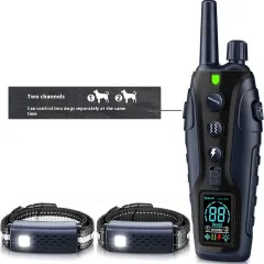 Color Screen Dog Trainer Super Long Remote Control Waterproof Dual Power Display Electric Shock Collar - 2000 M For Two Dogs - View 1