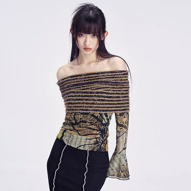 Women's Fashion Floral-print Off-shoulder Top