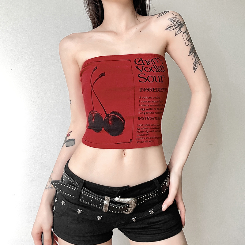 Women's Tube Top Letter Print Slim Fit Short Vest