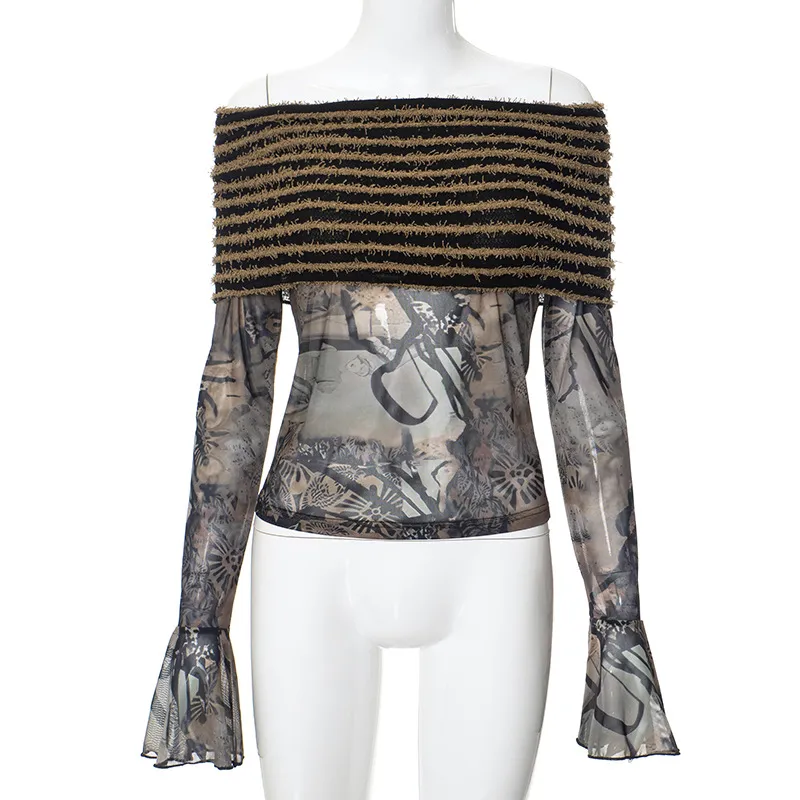Women's Fashion Floral-print Off-shoulder Top - Floral