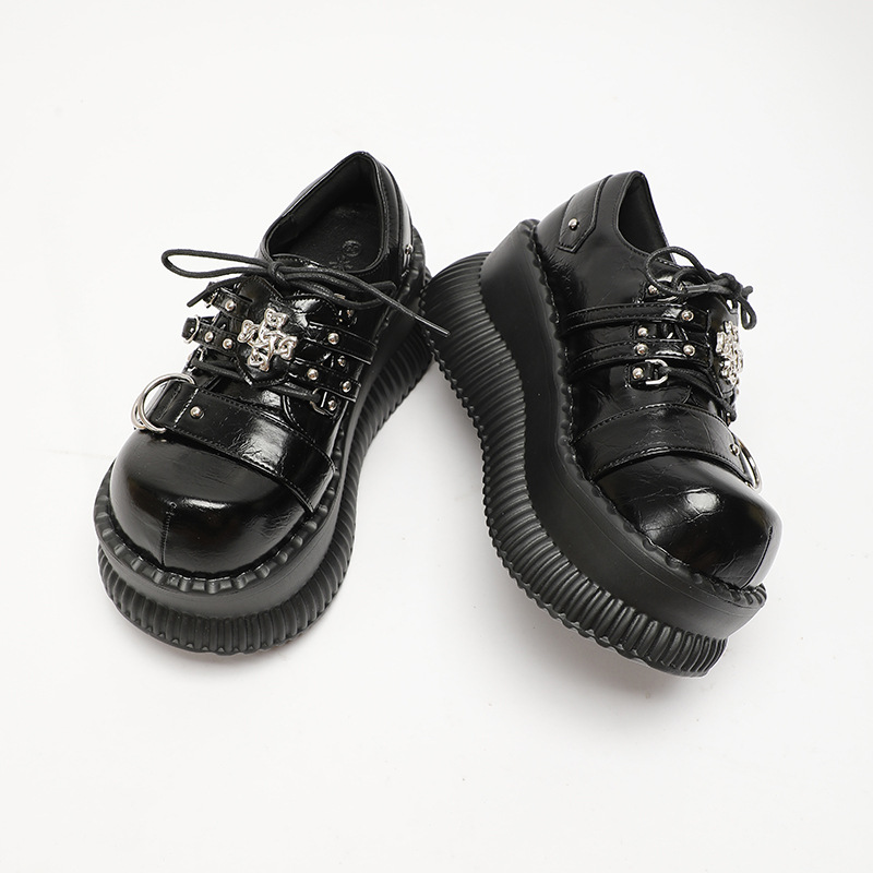 Cross Goth Platform Shoes Vegan Leather Womens