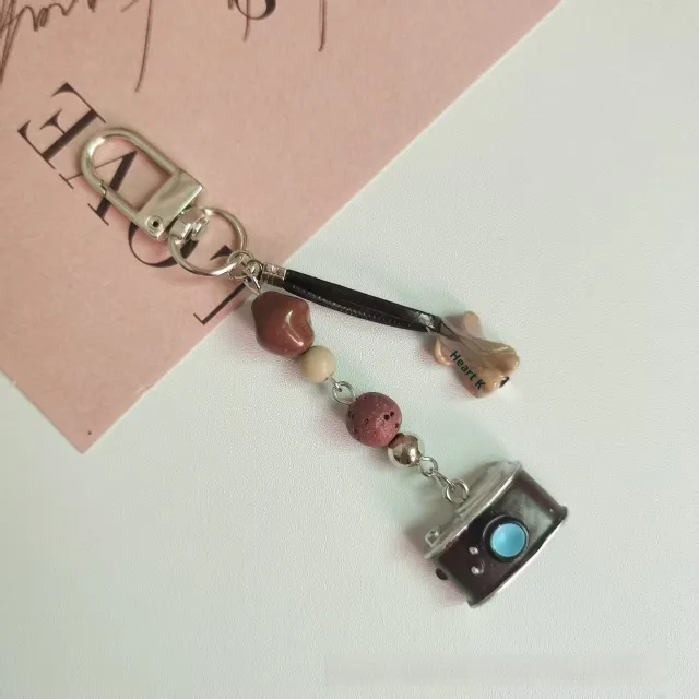 Retro Camera Beaded Mobile Phone Charm Door Latch Camera Bear - Shop at LoveMi