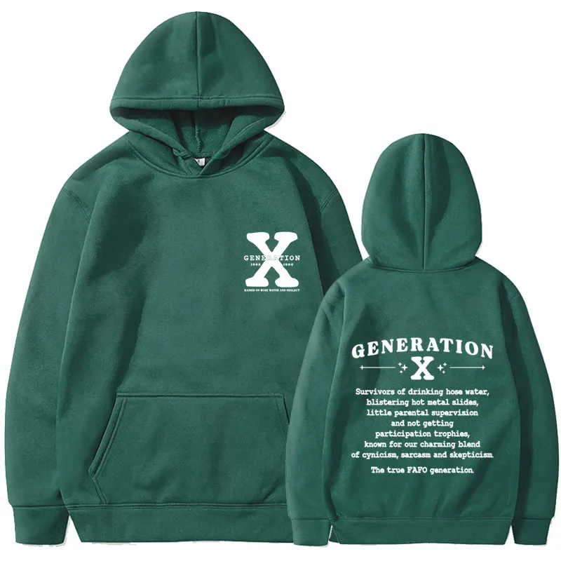 GENERATION X New Hoodie Loose - Dark Green