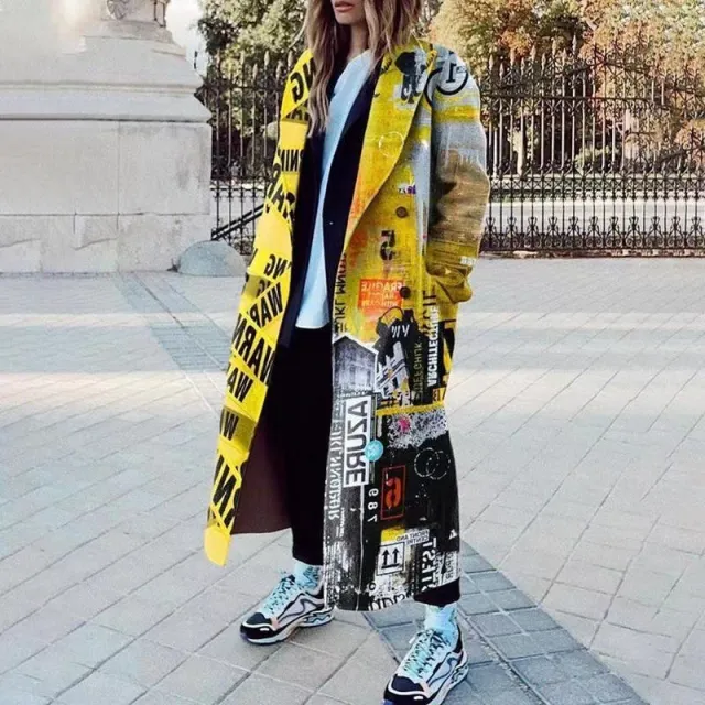 Women's Printed Dragon And Phoenix Woolen Coat Figure 50 - Shop at LoveMi