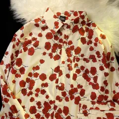 Style Printed Shirt Men's And Women's Loose Long Sleeves - Apricot - View 1