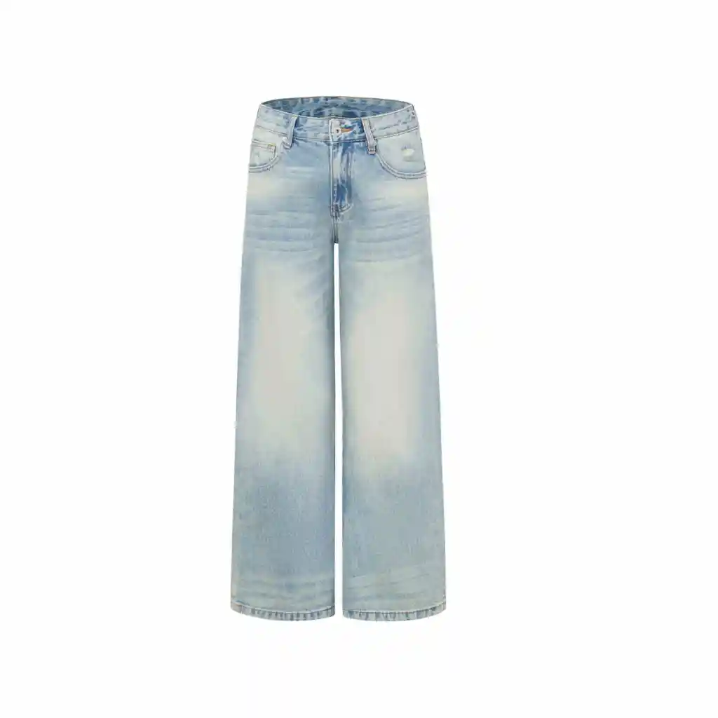 Women's Wide-leg Jeans Fashion High Waist Straight Pants - Blue