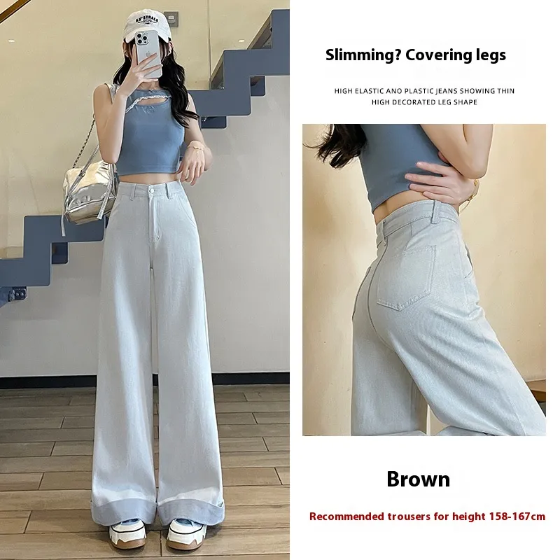 Tea Gray Flared Jeans Women's High Waist Slimming Bootcut Pants - Gray