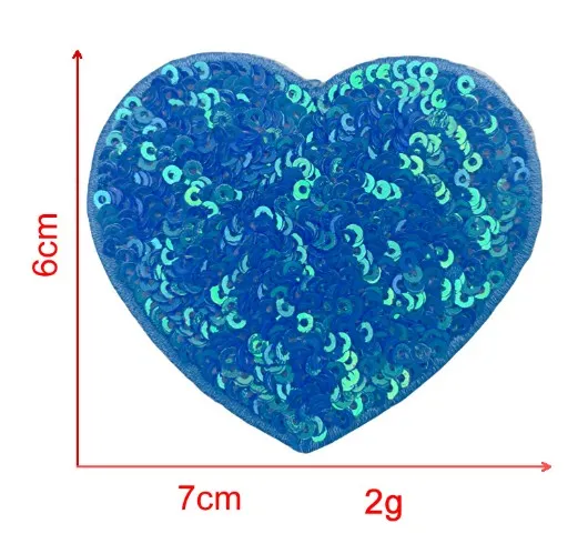 Sequin Love Embroidery Cloth Sticker Adhesive Accessories Decorations Dark Blue Small Size 6Cm - Shop at LoveMi