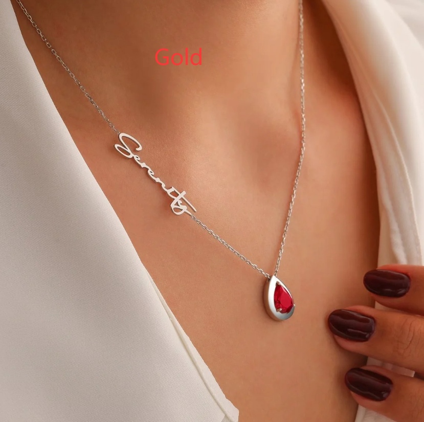 December Birthday Stone Letter Necklace