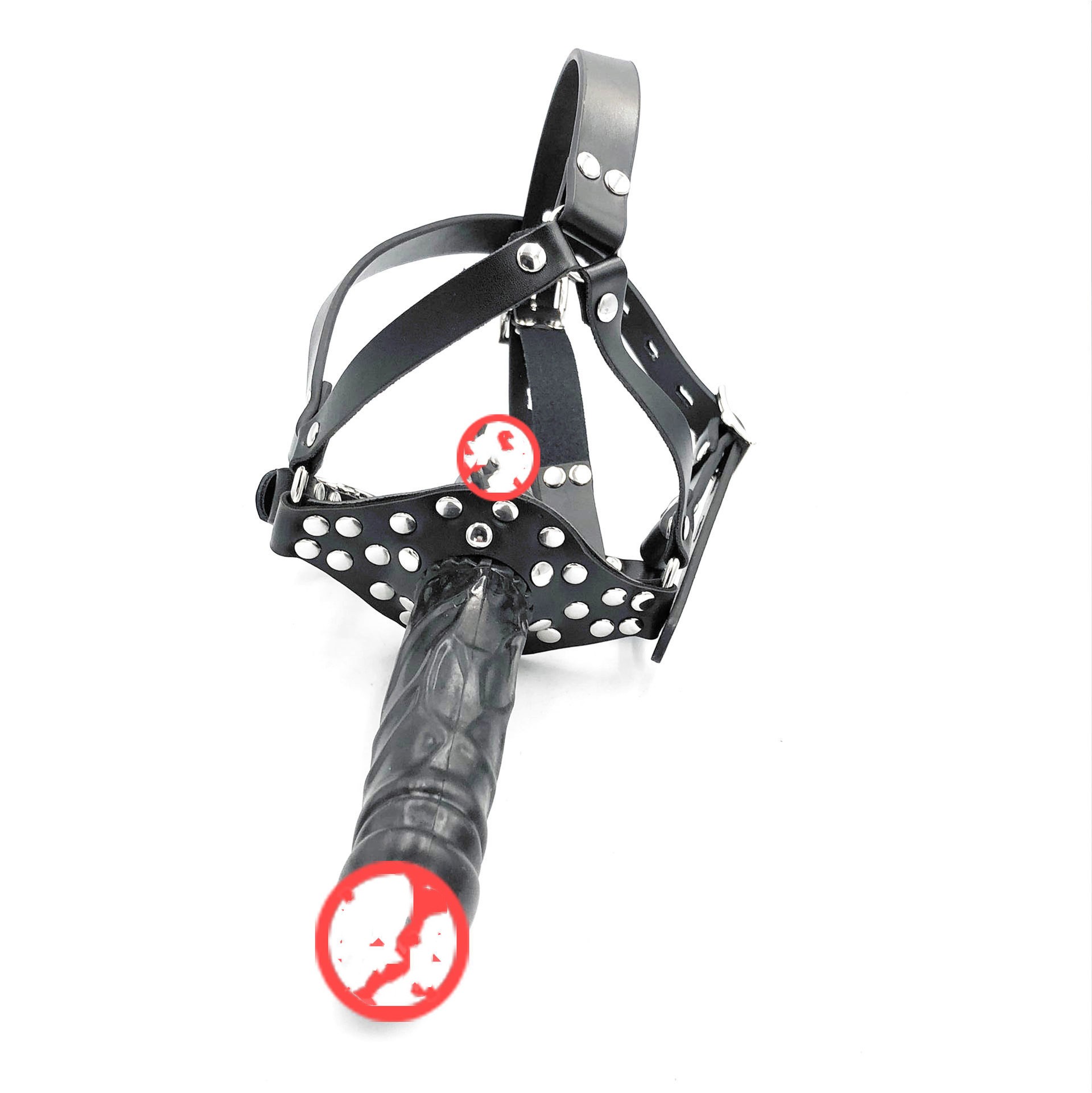 Horse Harness Type Double Head Dildo Ball Gag Women Wear Black - Shop at LoveMi