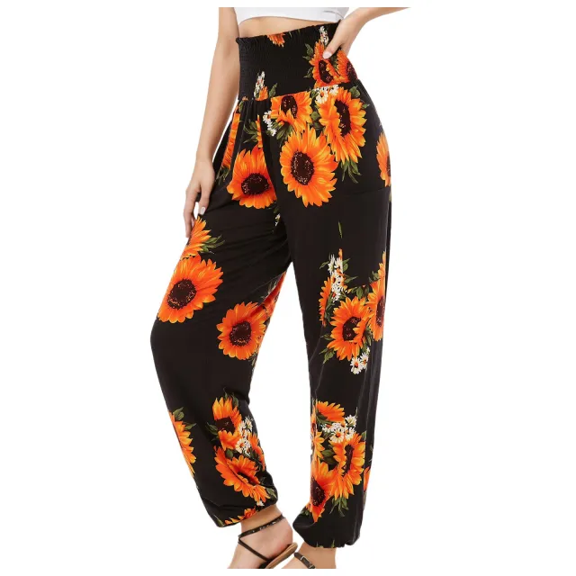 Women's Striped Digital Floral Print Casual Jumpsuit Orange - Shop at LoveMi