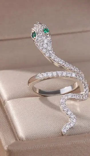 New Copper-plated Gold Zircon Snake Ring